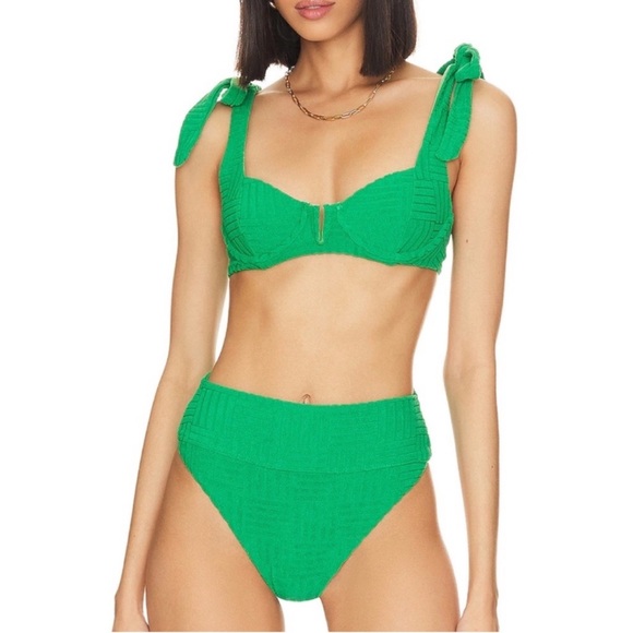 Beach Riot Terry Two Pieces Bikini Set Highway In Jelly Bean Green Size XL - Picture 1 of 16